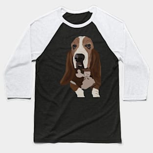 Basset Hound Vector Art Baseball T-Shirt